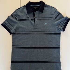 Banana Republic Blue and Black Striped Polo Shirt